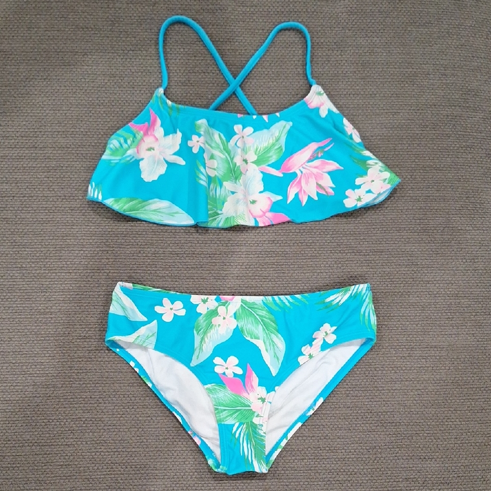 Girls Size 12 Tropical Floral Kids Swim Set